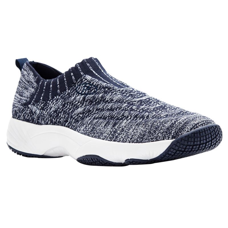 Propet Shoes Women's Wash N Wear Slip-On Knit-Navy/White