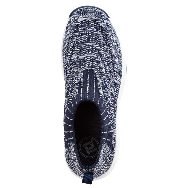 Propet Shoes Women's Wash N Wear Slip-On Knit-Navy/White