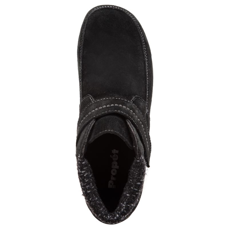 Propet Shoes Women's Delaney Strap-Black Suede