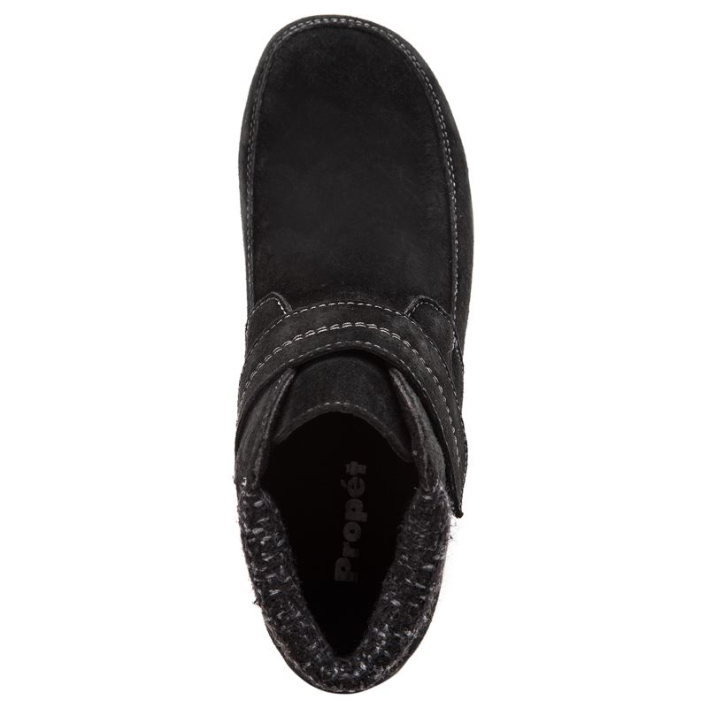 Propet Shoes Women's Delaney Strap-Black Suede - Click Image to Close