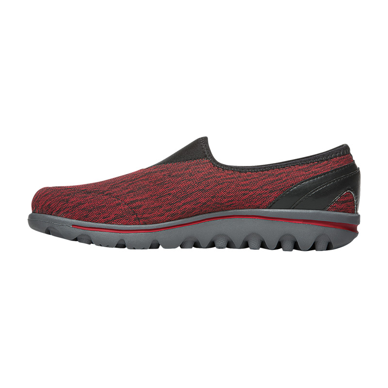 Propet Shoes Women's TravelActive Slip-On-Black/Red Heather - Click Image to Close