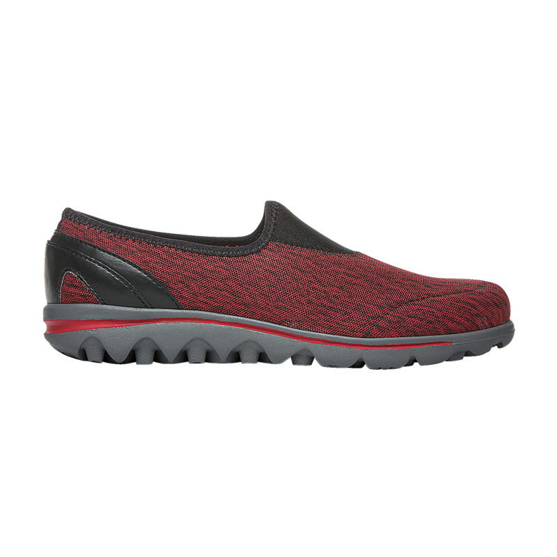 Propet Shoes Women's TravelActive Slip-On-Black/Red Heather