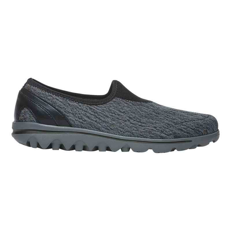 Propet Shoes Women's TravelActive Slip-On-Black/Grey Heather