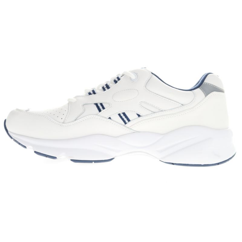 Propet Shoes Men's Stability Walker-White/Navy - Click Image to Close