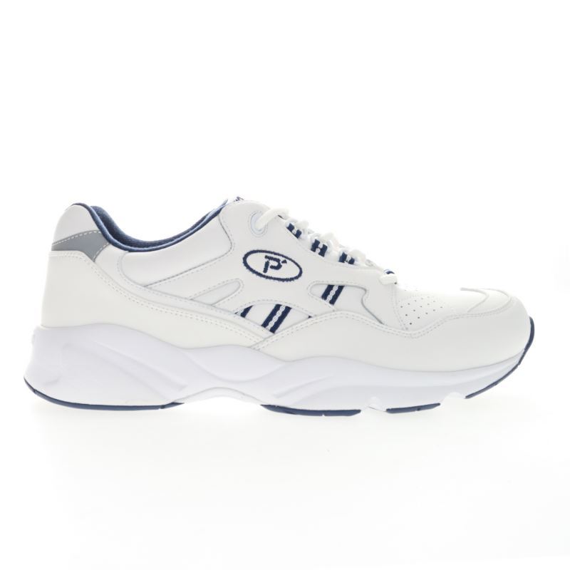 Propet Shoes Men's Stability Walker-White/Navy - Click Image to Close
