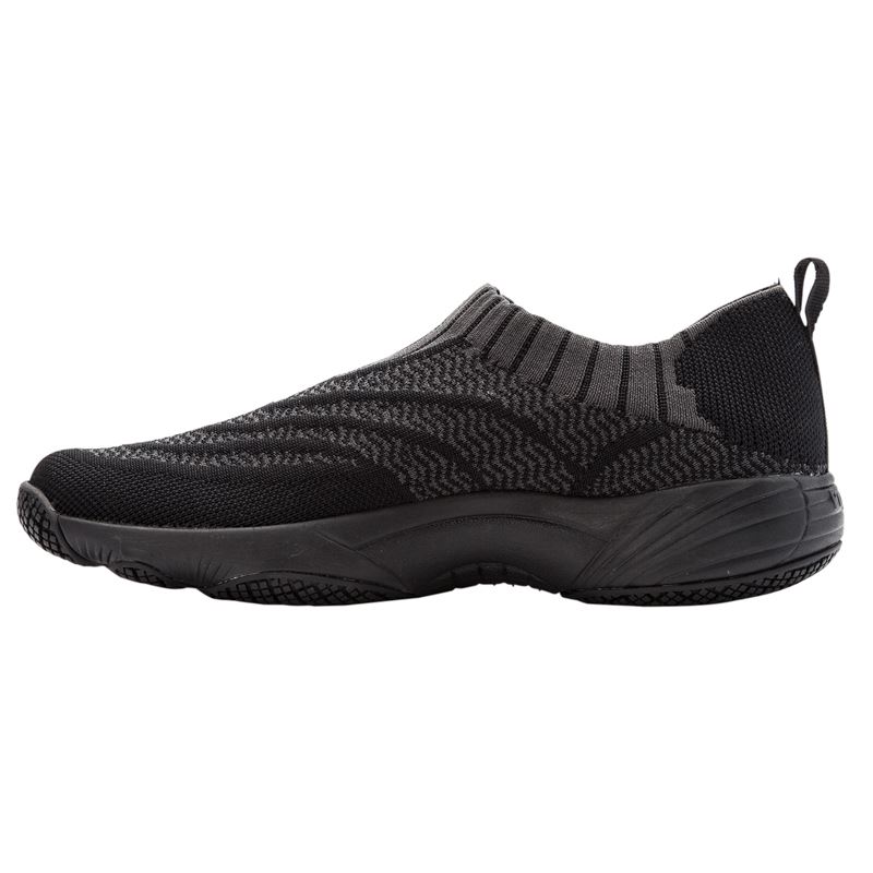 Propet Shoes Women's Wash N Wear Slip-On Knit-Black/Dk Grey