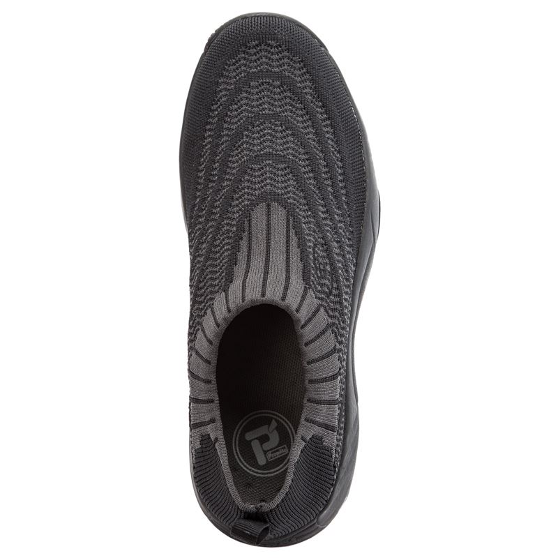 Propet Shoes Women's Wash N Wear Slip-On Knit-Black/Dk Grey