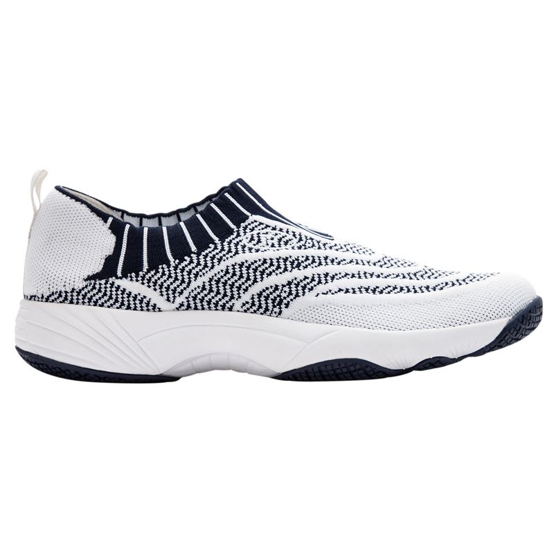 Propet Shoes Women's Wash N Wear Slip-On Knit-White/Navy