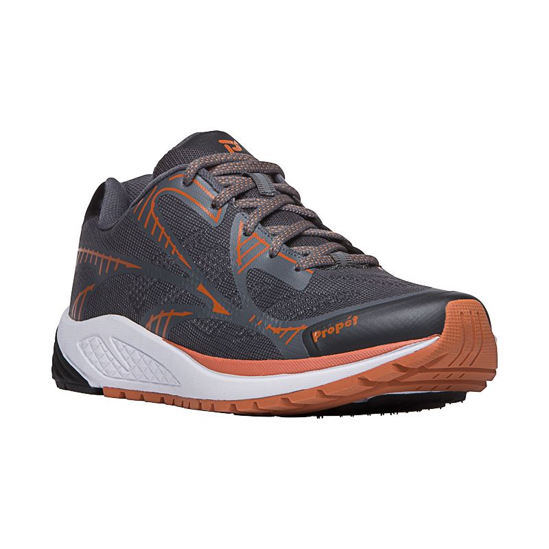 Propet Shoes Men's Propet One LT-Dark Grey/Burnt Orange - Click Image to Close